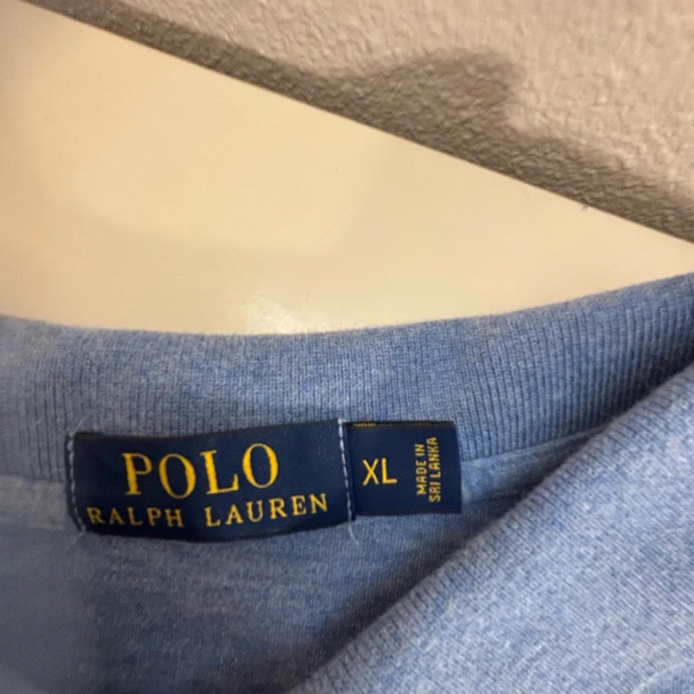 Ralph Lauren Men's Polo in Heather Blue with Pink Logo